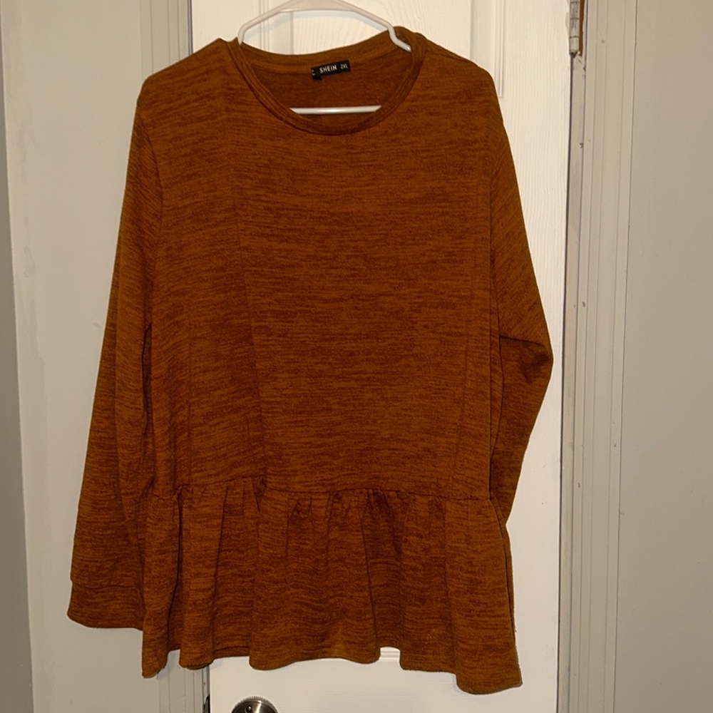 Size 2XL sheen fall colored orangey brown top
